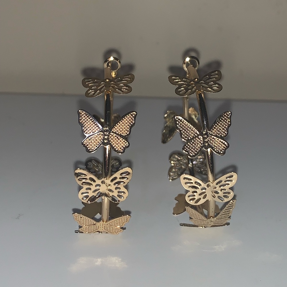 Butterfly hoop earrings
